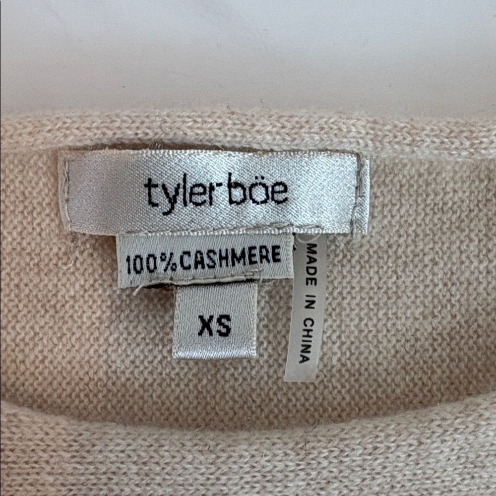 tyler boe 100% cashmere layered fringe sweater tunic in a pearl beige color - Picture 12 of 16